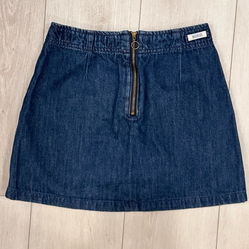 Melville Zip-Front Dark Denim Skirt (Size 23/XXS)